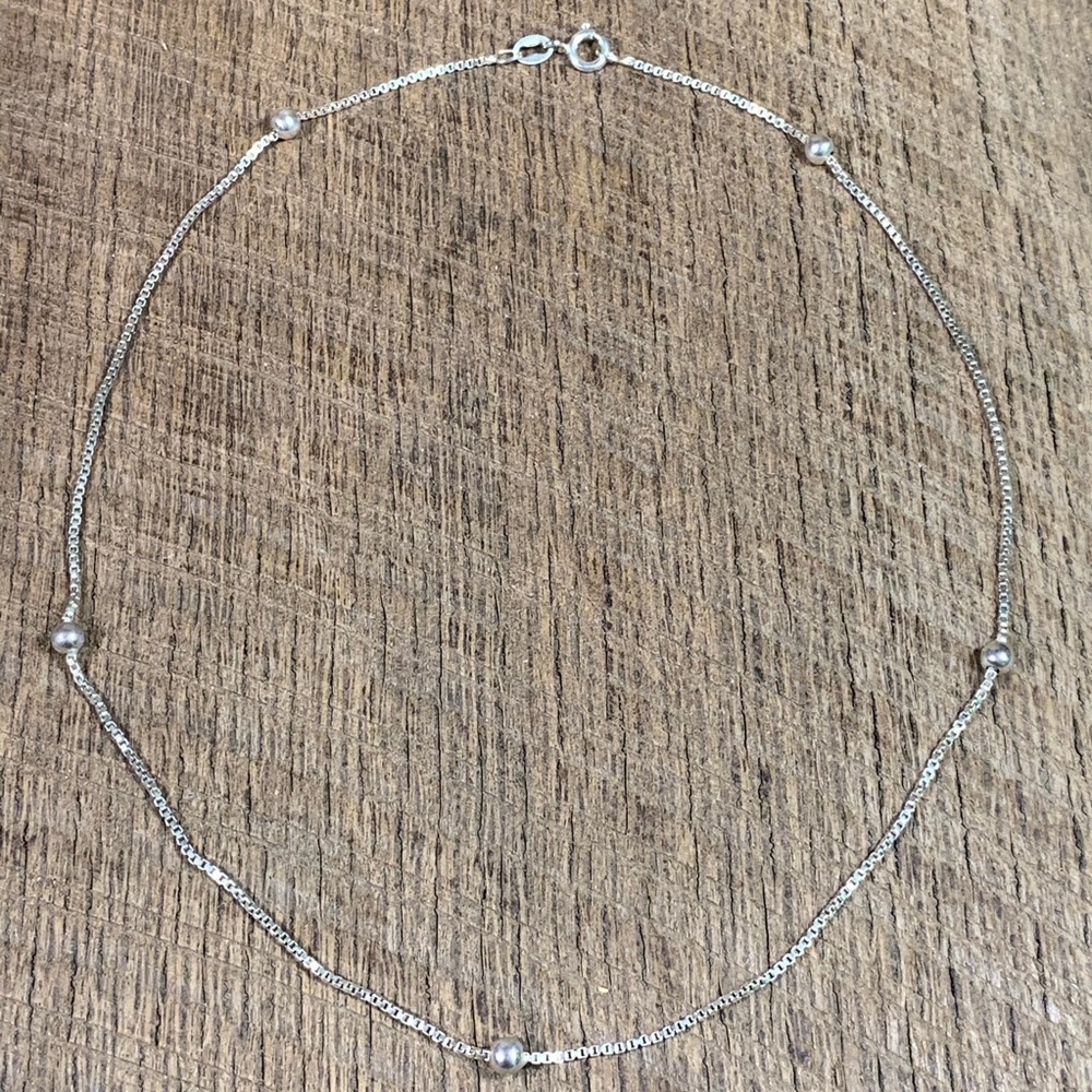 925 Sterling Silver Bead Accented Necklace